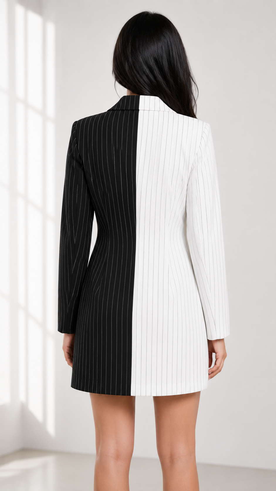Monochrome Pinstripe Blazer Dress Beyond Formals