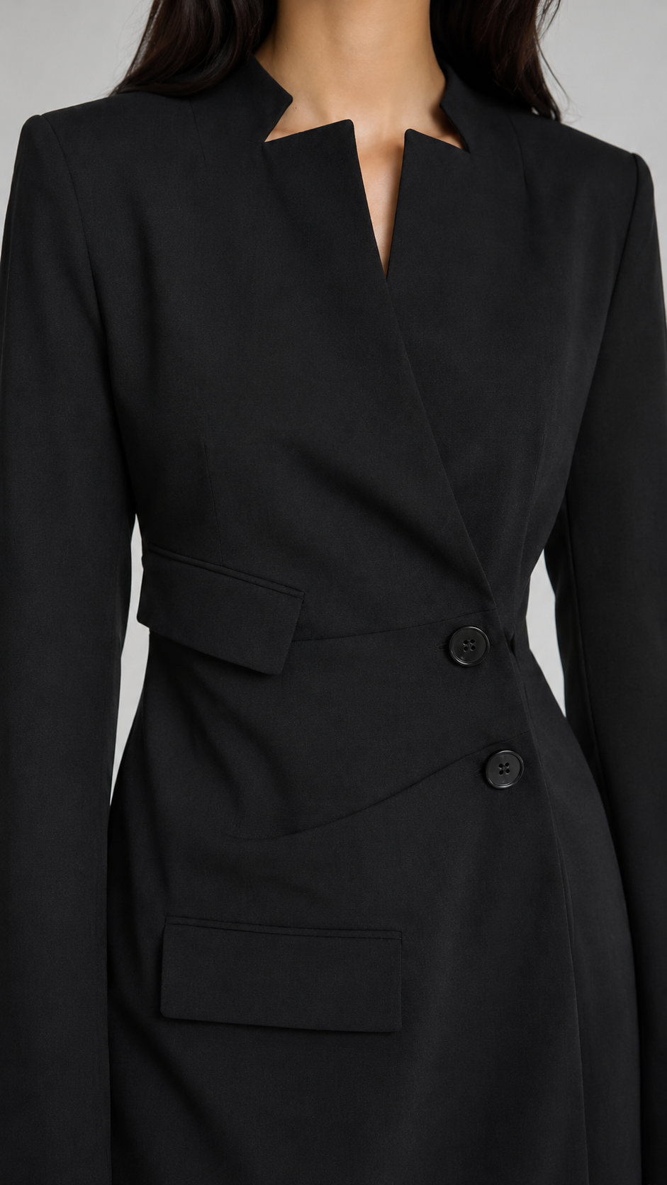 Black Asymmetric Blazer Dress Beyond Formals