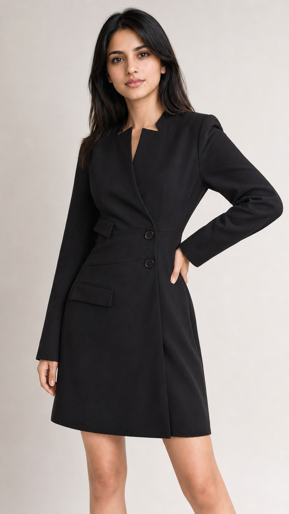Black Asymmetric Blazer Dress Beyond Formals