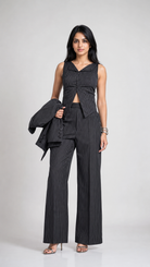 Black Striped 3-Piece Premium Formal Blazer Suit Set With Waistcoat & Pants Beyond Formals