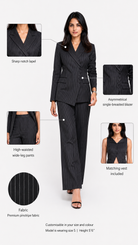 Black Striped 3-Piece Premium Formal Blazer Suit Set With Waistcoat & Pants Beyond Formals