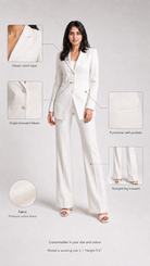 White Longline Blazer & Straight-Fit Trousers Crepe Blend Blazer Suit Set Beyond Formals