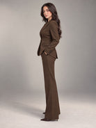 Dark Brown Single-Breasted Blazer for Women, side view