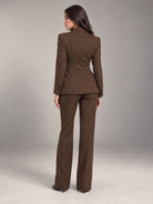 Dark Brown Single-Breasted Blazer for Women, back view