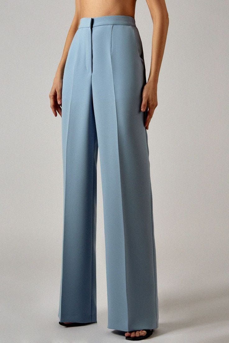 blue high waist pants for women