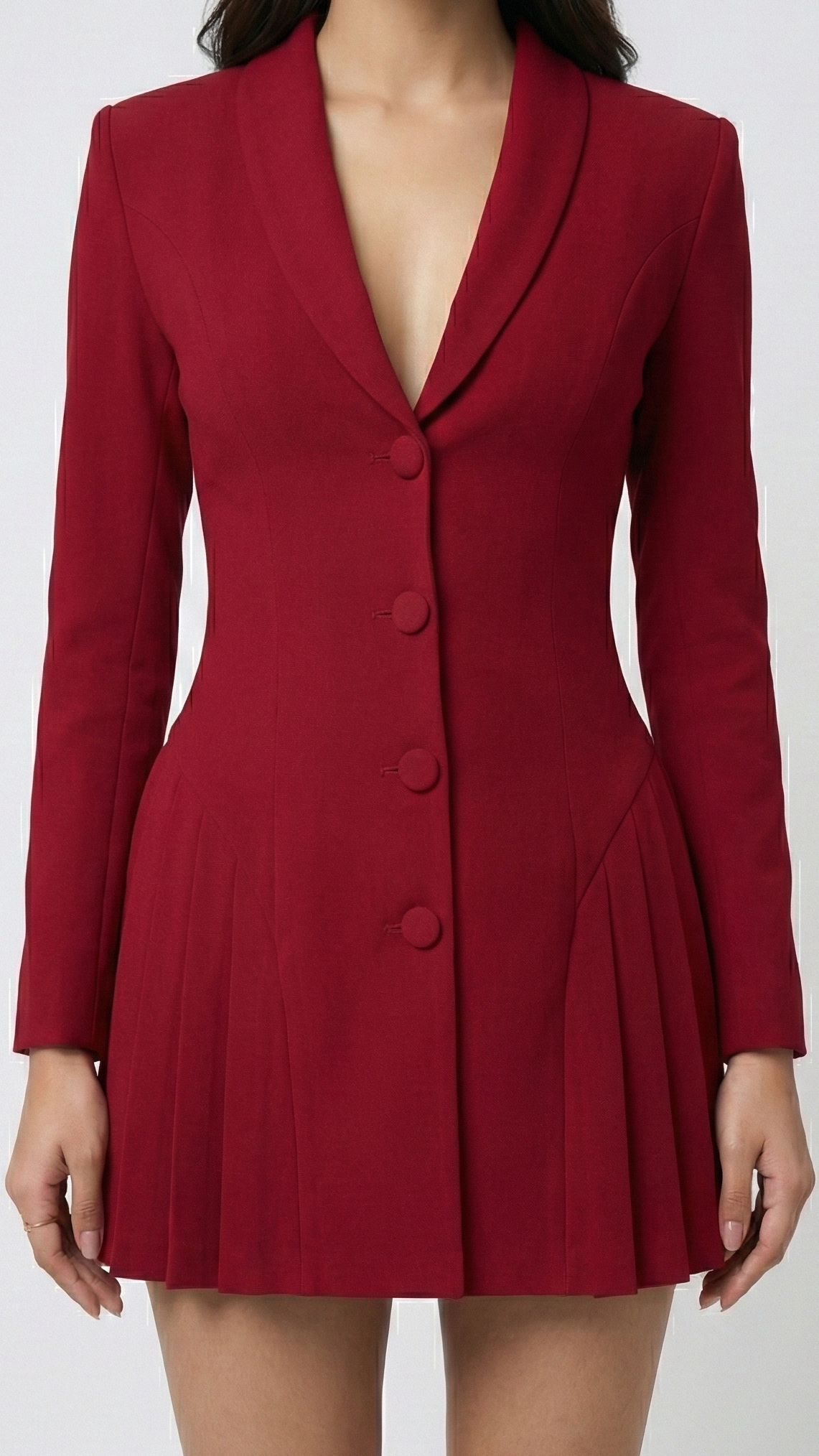 Crimson Pleat Tailored Dress Beyond Formals