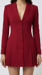 Crimson Pleat Tailored Dress Beyond Formals