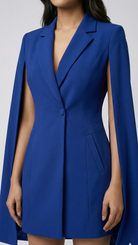 BLUE CAPE BLAZER DRESS Beyond Formals