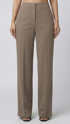Beige pants worn by a person on a white background
