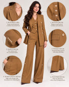 Mustard Double-Breasted 3-Piece Pant Suit Set, detail