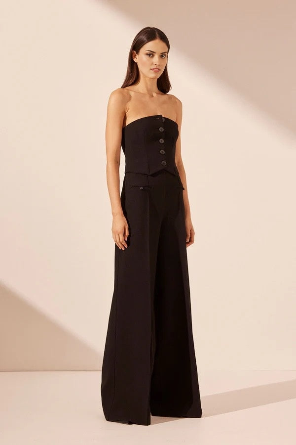 Women's dark brown cropped bustier  for semi-formal occasions.