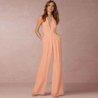 Peach Wide Leg & Backless Halter Jumpsuit