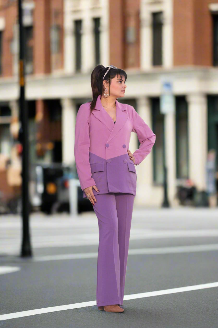 purple blazer suit set for women