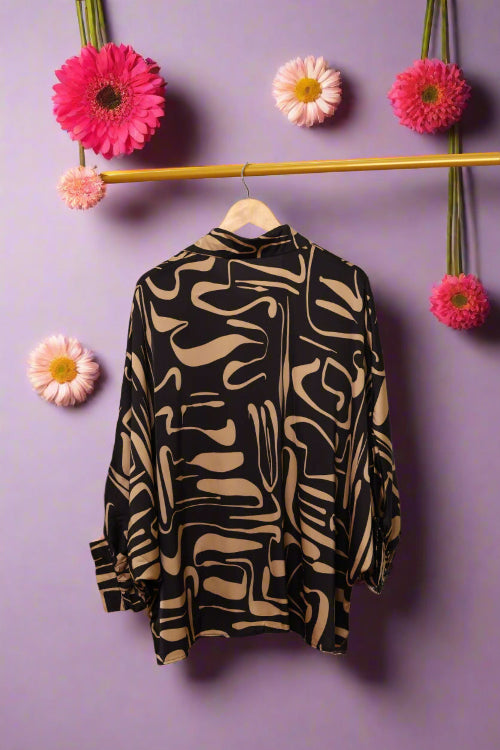 Satin printed shirt for women