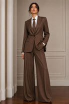 Luxe Brown Pinstripe Two-Piece Suit Set with Tie Beyond Formals