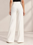 Off-white ultra high-waist wide-leg trousers, back view | Beyond Formals