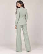 Mint green single-breasted blazer with matching trousers – back view | Beyond Formals