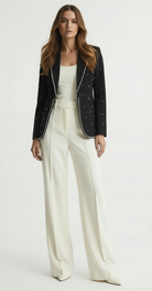 Off-White High-Waist Wide-Leg Trousers Beyond Formals