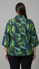 Green & Blue Abstract Leaf Print Shirt Beyond Formals