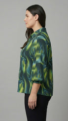 Green & Blue Abstract Leaf Print Shirt Beyond Formals